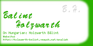 balint holzwarth business card